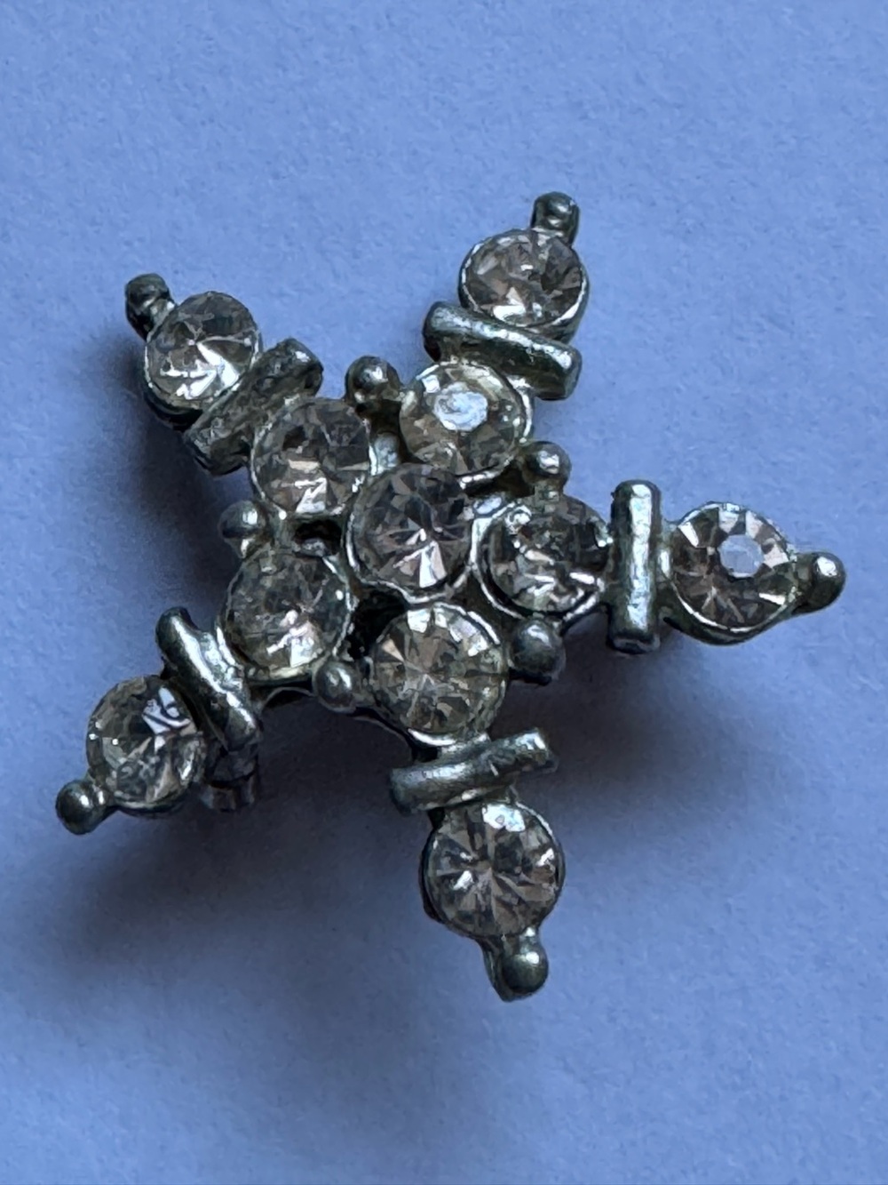 Vintage, 40's Crystal Starburst Brooch - Clear Rhinestone Accen